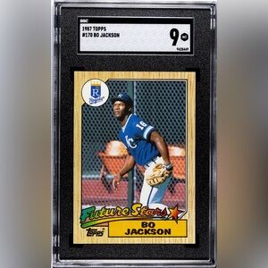 Graded Bo Jackson Topps Baseball Card.